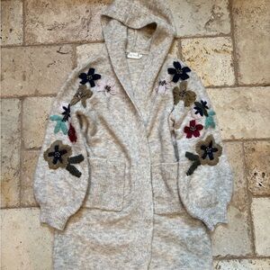 Simply Couture Floral Embroidered Soft Knit Cardigan